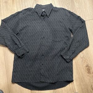Bruno Sueded Button Down Long Sleeve Shirt Medium Black Preowned‎